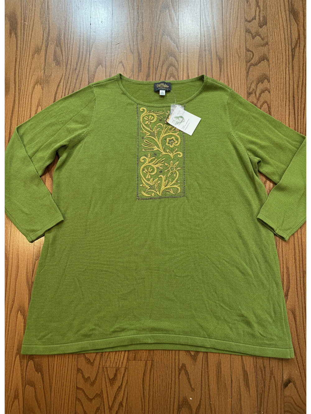 Bob Mackie Wearable Art Green beaded  3/4 sleeve 1X